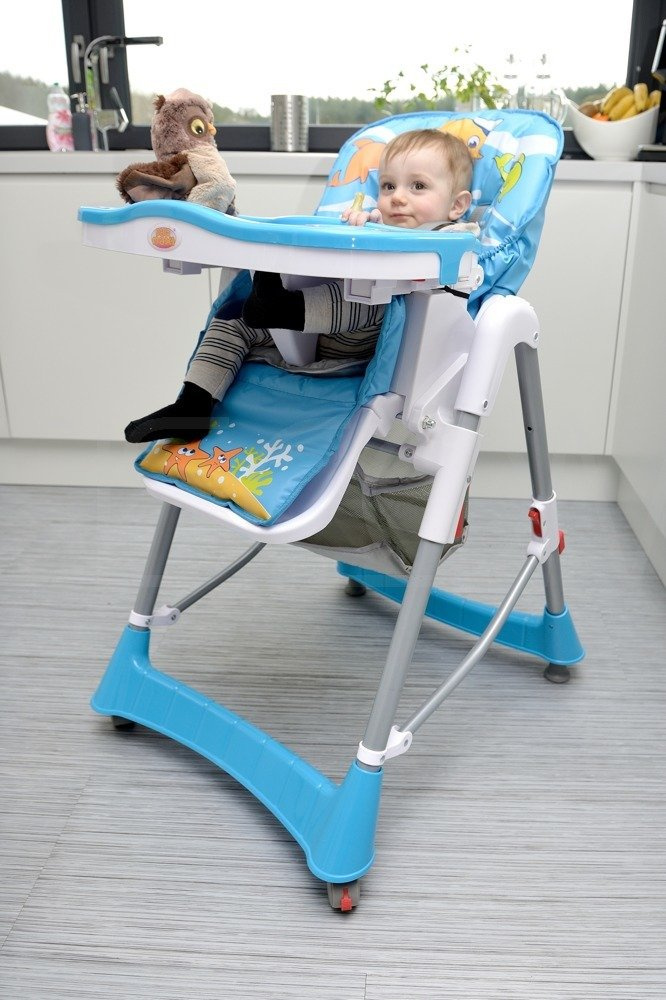 Krzesełko do karmienia Baby Maxi ROZKŁADANE- NIEBIESKIE - obrazek 3