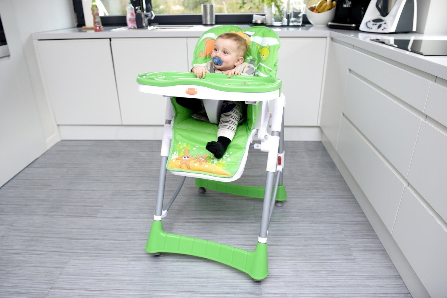 Krzesełko do karmienia Baby Maxi ROZKŁADANE- ZIELONE - obrazek 2