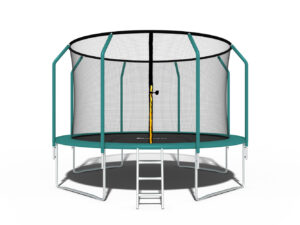 4467_1 Trampolina Ogrodowa Premium dla dzieci 374cm (12FT) z Siatką Wewnętrzną i Drabinką