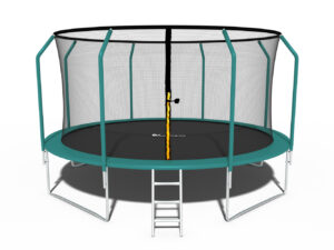 4469_1 Trampolina Ogrodowa Premium dla dzieci 435cm (14FT) z Siatką Wewnętrzną i Drabinką