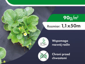 funfitgarden_agrowloknina MOCNA AGROWŁÓKNINA MATA ANTYCHWASTOWA 1,1x50m 90g/m² CZARNA AGROTKANINA