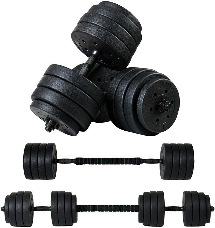 🏋️♂️ Hantle Bitumiczne 40 kg Zestaw 4w1 z funkcją sztangi – uniwersalny sprzęt do domowej siłowni